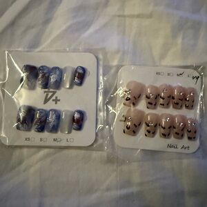 Stylish Nail Art Set in Blue and Pink